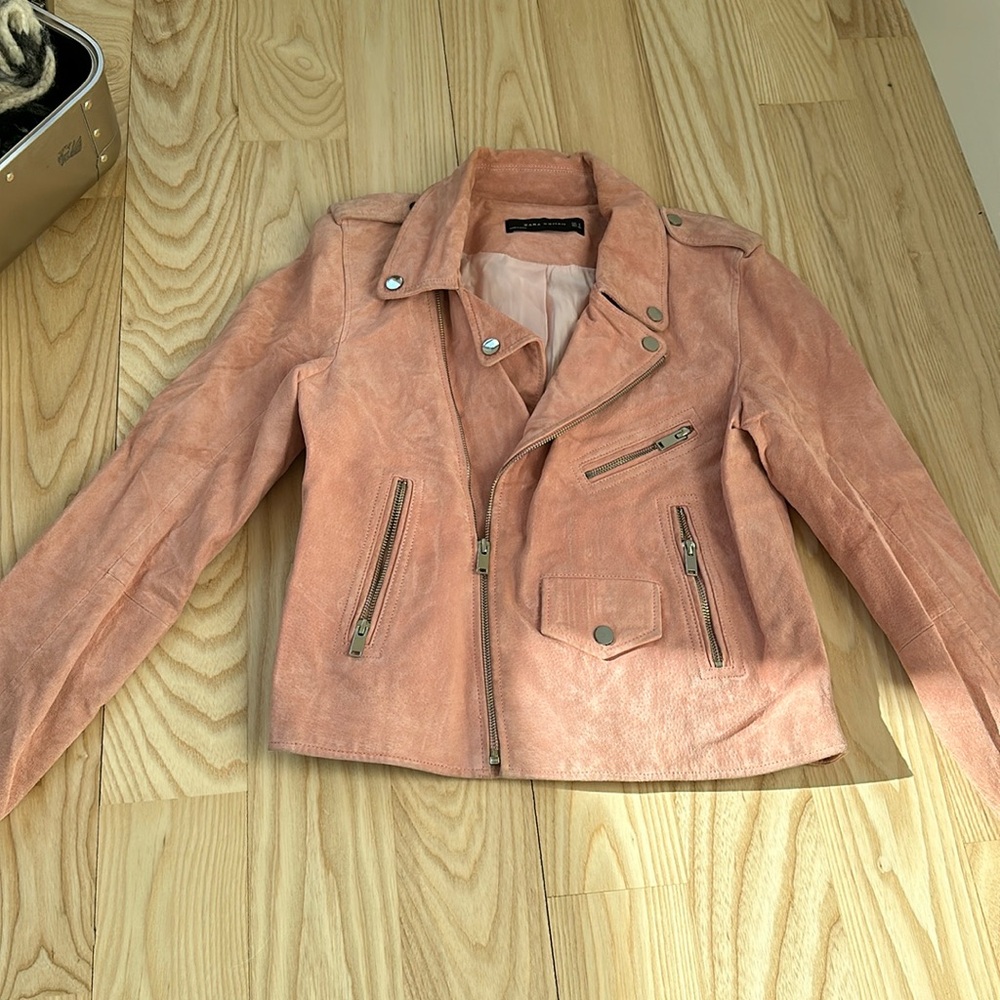 Zara Pink Suede Jacket Size Small